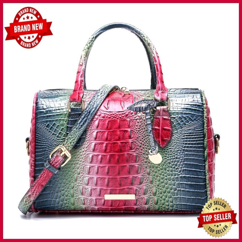 Large Vegan Leather Tote Bag with Crossbody Strap and Multiple Pockets